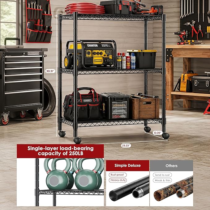 Simple Deluxe 3-Tier Heavy Duty Adjustable Storage Shelf - Image 2