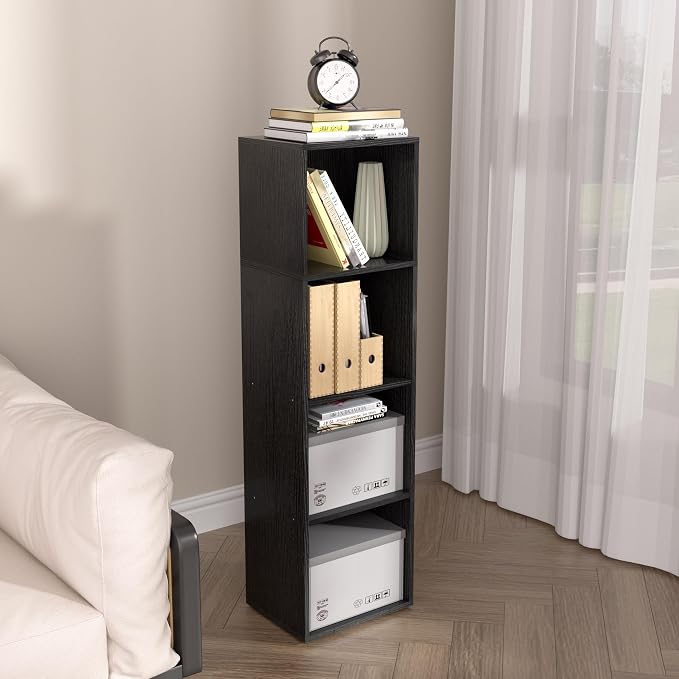 Wooden 4 Cube Storage Organizer, 4 Tier Storage Cubes Storage Display Cubby - Image 2