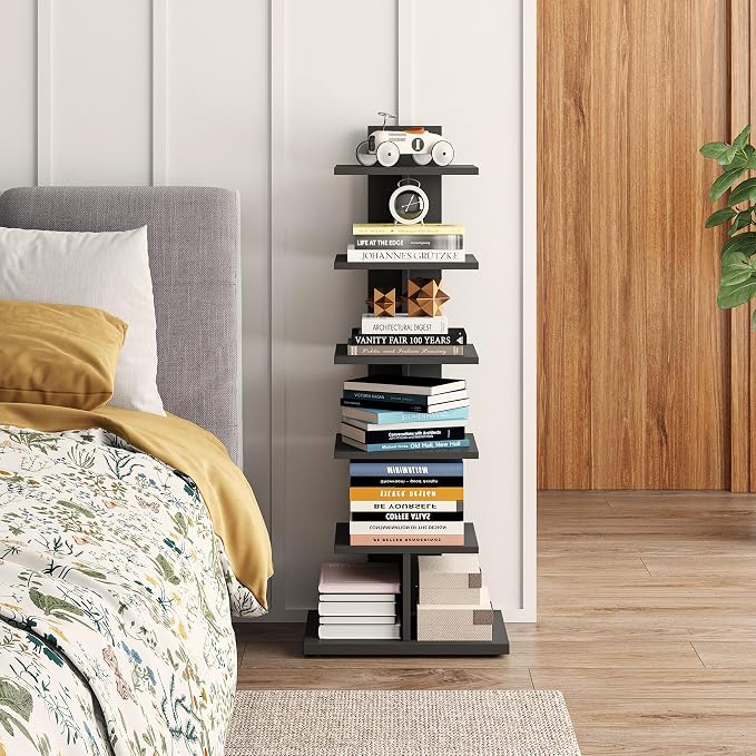 TUTOTAK Book Shelf, Narrow Spine Bookshelf, 6-Tier Bookcase - Image 6