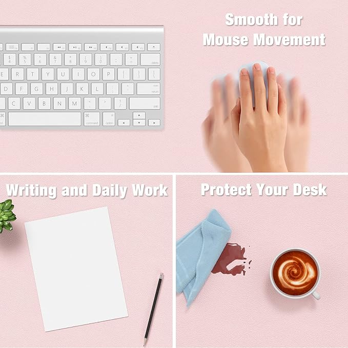 Hsurbtra Desk Pad, 23.6" x 13.8" PU Leather Desk Mat, M Extended Mouse Pad - Image 4