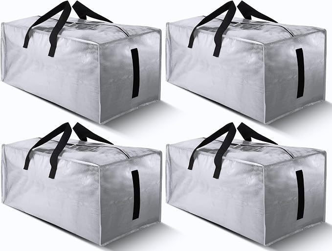 4 Pack Large Strong Bags with Zippers & Carrying Handles by HOMESURE