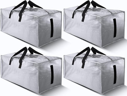 4 Pack Large Strong Bags with Zippers & Carrying Handles by HOMESURE