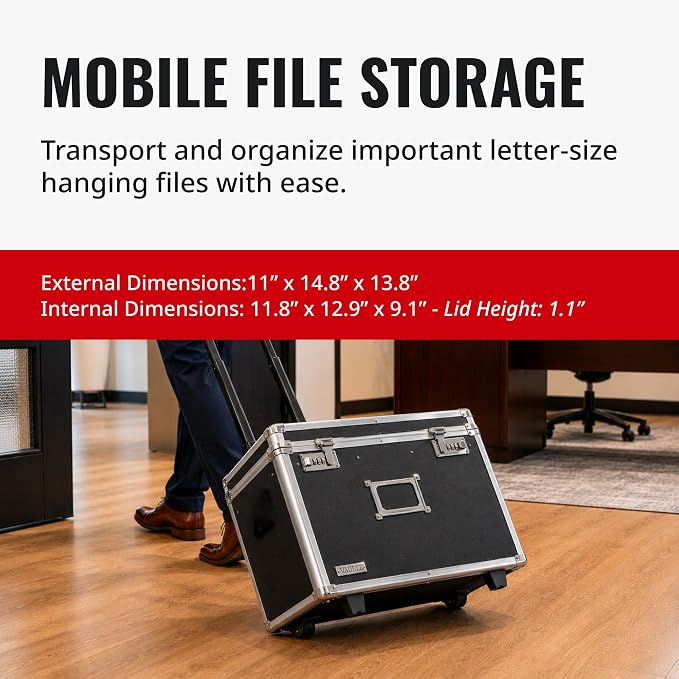 Vaultz Locking Mobile Business Case, Letter Size, 11 x 14.75 x 13.75 Inches - Image 7