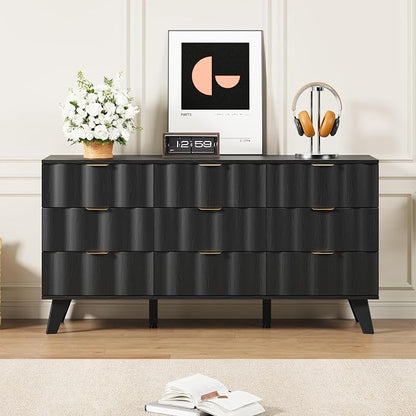 9 Drawer Dresser, Modern Fluted Storage Dresser - Image 3