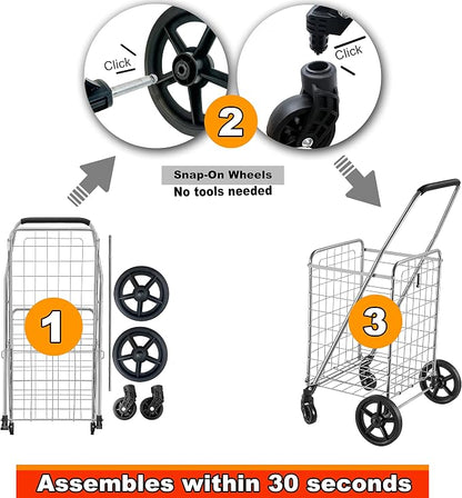 Wellmax WM99024S Grocery Utility Shopping Cart, Easily Collapsible and Portable - Image 5
