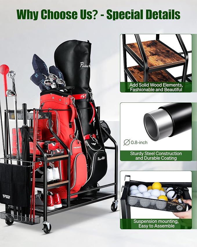 Golf Bags Storage Garage Organizer- Golf Bag Stand - Image 3