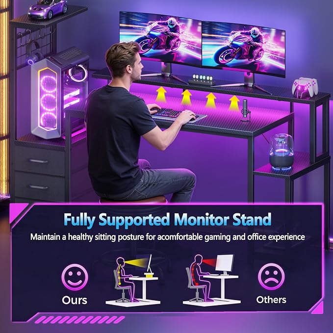 Korfile 55 Inch Gaming Desk - Image 9