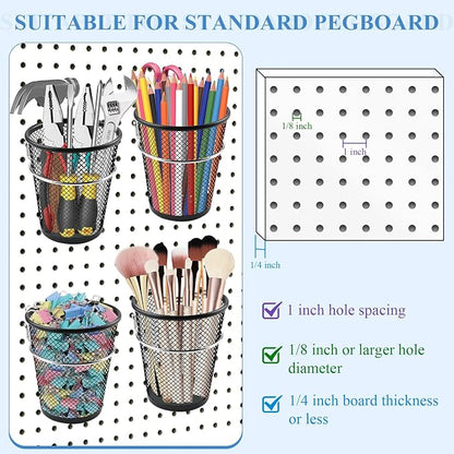 6 Sets Pegboard Cups with Ring, Metal Pegboard Bin with Hooks - Image 4