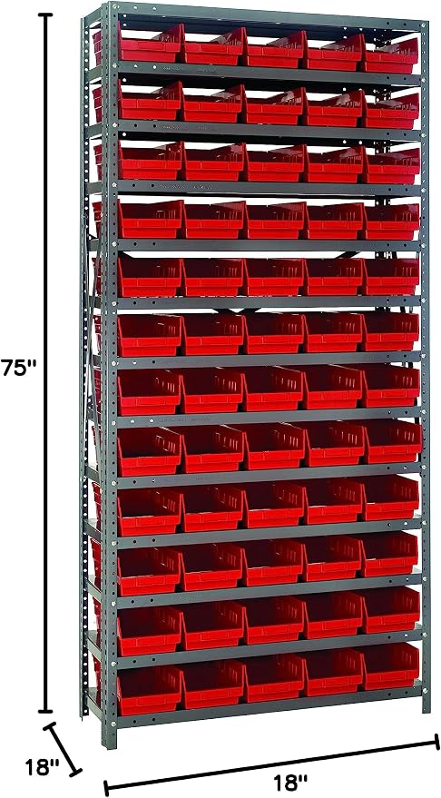 Quantum Storage Systems 1875-104RD Solid Heavy Duty 13 Shelves 60 Economy Red - Image 2