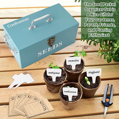 Coolrunner Wood Seed Saving Box, Seed Storage Organizer Case, Seed Packet - Image 7