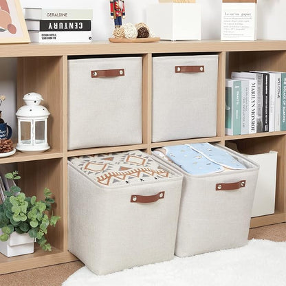 HNZIGE 13x13x13 Cube Storage Bins, Fabric Storage Cubes Baskets - Image 3