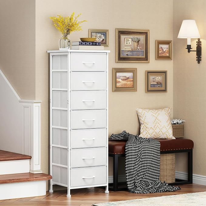 Fixwal Tall Narrow White Dresser - Image 4