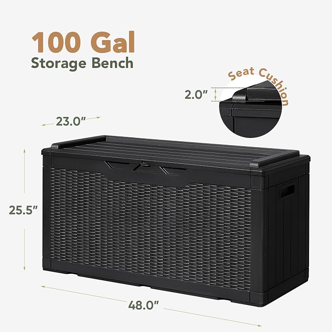 Flamaker Deck Box 98 Gallon Waterproof Resin Storage Box - Image 4