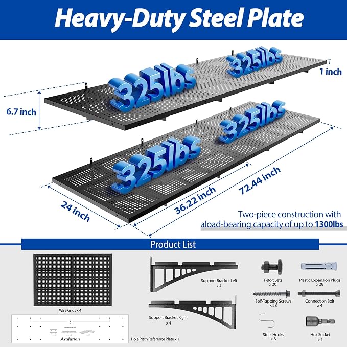 Avalution Garage Wall Shelving 4 Pack, 2x3ft Garage Shelving Wall Mounted - Image 5