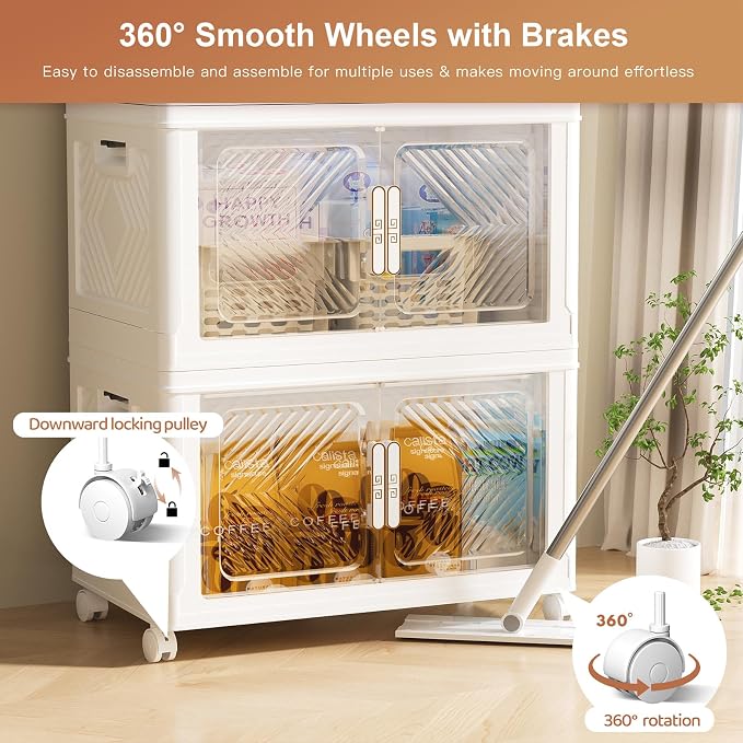 Storage Bins with Lid 76QT, Stackable Storage Containers with Wheels and - Image 2