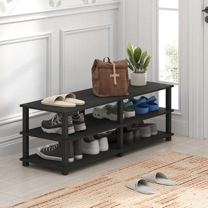 Furinno TURN-S-TUBE Shoe Rack, 3-Tier Wide Shoe Organizer, Open Shelf - Image 2