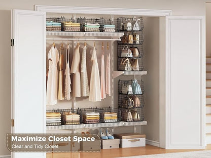 4" Extra Deeper Hanging Closet Organizers and Storage, 4 Tier Foldable Wire - Image 8