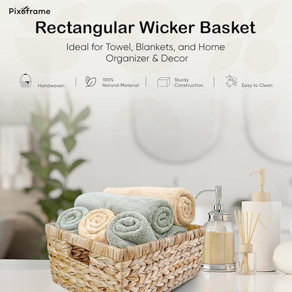 Large Rectangular Handwoven Wicker Basket - Image 2