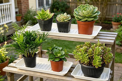 4 Pack Rectangular Plant Saucer 16 Inch, Heavy Duty Plastic Drip Trays - Image 6