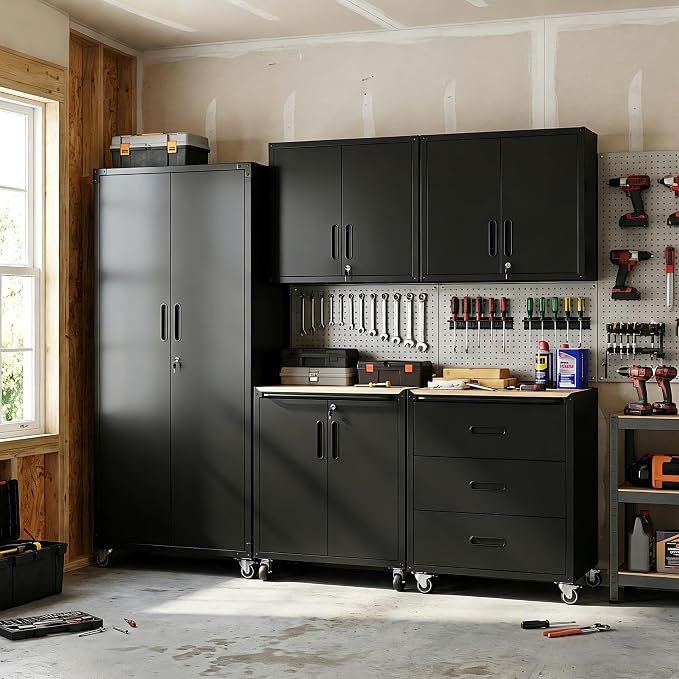 Garage Cabinet System | Heavy Duty Steel All-in-One Modular Garage Cabinet Set by VIYET