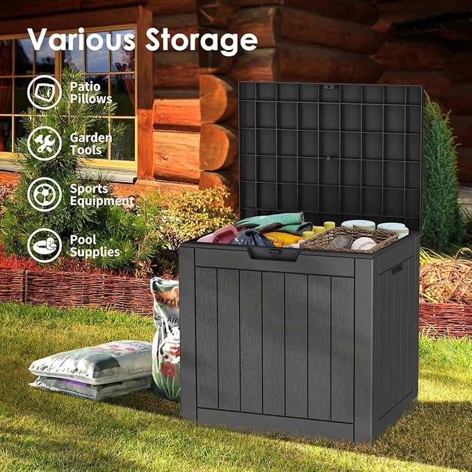35 Gallon Resin Deck Box, Waterproof Outdoor Storage Box - Image 7