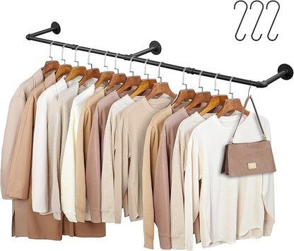 66.1" Industrial Pipe Clothing Rack, Wall Mounted Clothes Rack by BOSHANGJIA