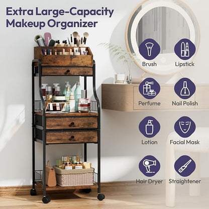 SWTYMIKI Rolling Makeup Organizer Cart - Image 3