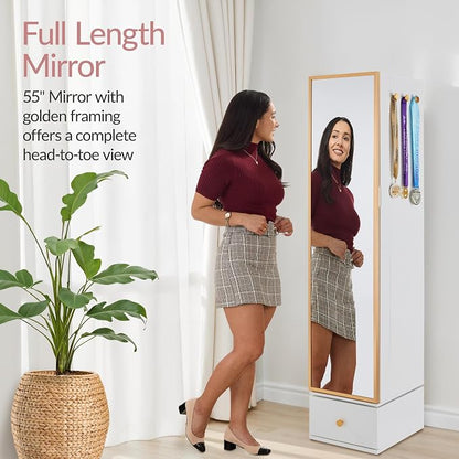 Best Choice Products Rotating Mirror w/Storage Cabinet, 360 Swivel Jewelry - Image 6