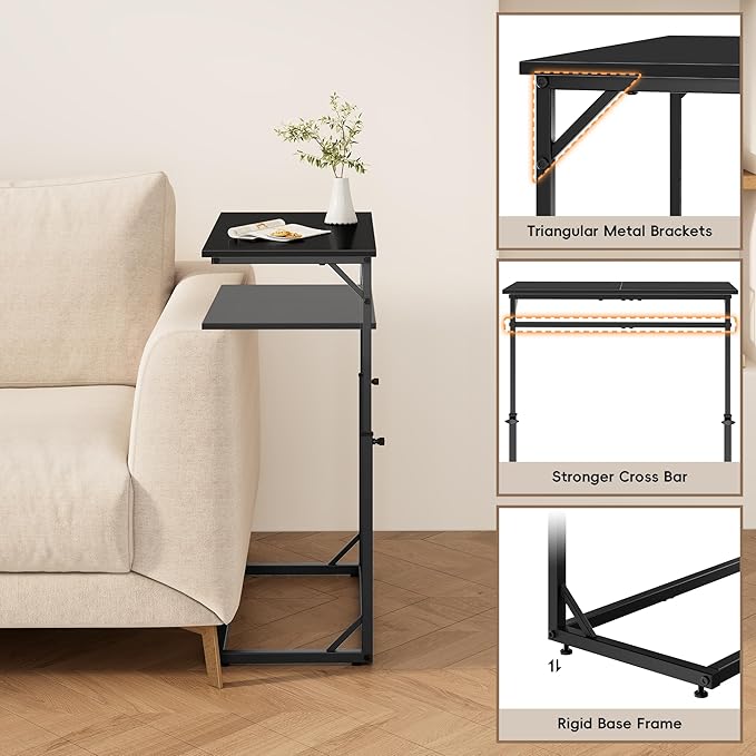 Vagusicc C Shaped End Table, C-Table Sofa Table Adjustable Height Side Table - Image 7