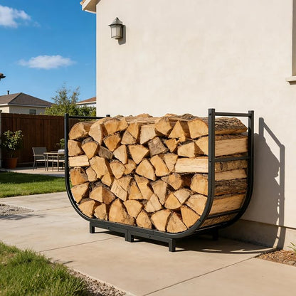 facka 40 Inch Firewood Rack Outdoor, Metal Wood Rack | Iron Fire Log Stacker - Image 6