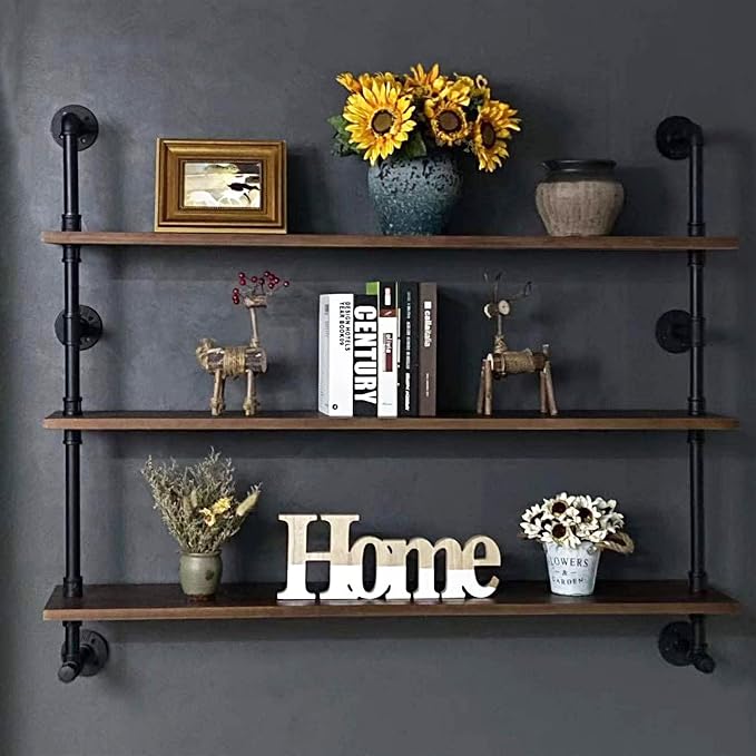 Industrial Pipe Wall Shelves Pipe Shelving by 100RealSolidWood
