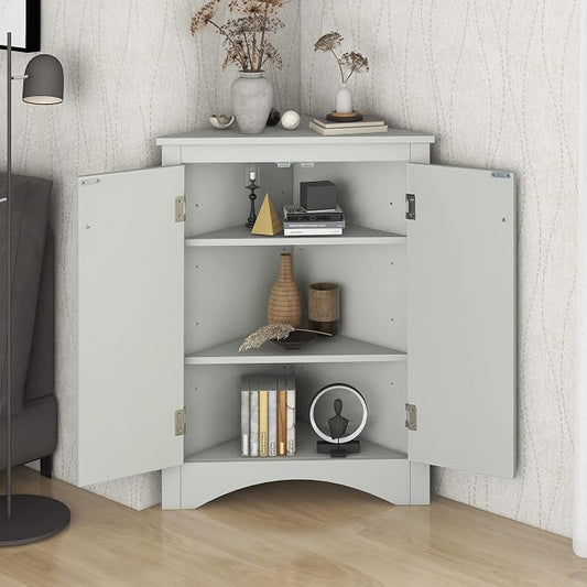 GDFStudio 31.5" H Triangle Corner Bathroom Storage Cabinet by GDFStudio