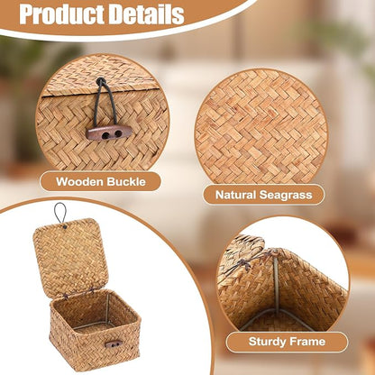 Hipiwe Handwoven Seagrass Basket Decorative Shelf Basket - Image 6