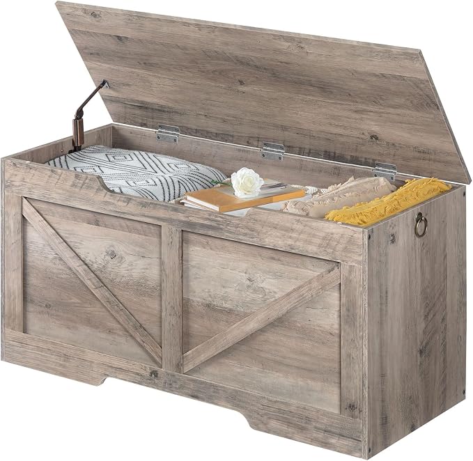 HOOBRO Storage Bench, 39.4” Retro Wooden Storage Chest - Image 9