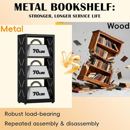 Narrow Bookshelf, 3 Tier Bookcase, Home Office Bookcase Shelf Storage Organizer - Image 6