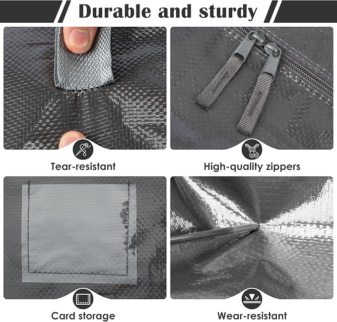 6 Pack Moving Bags with Full-Open Side Zipper, Extra Large 93L Heavy Duty - Image 3