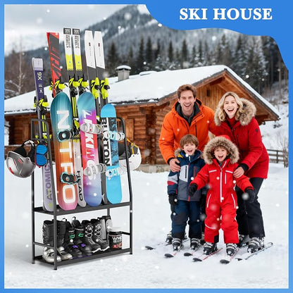 Ski Rack for Garage, Freestanding Snowboard Rack for Ski, Ski Boot, Ski Poles - Image 7