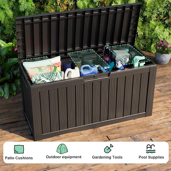 EasyUp 90 Gallon Outdoor Deck Box Waterproof, UV Resistant Resin Outdoor - Image 3