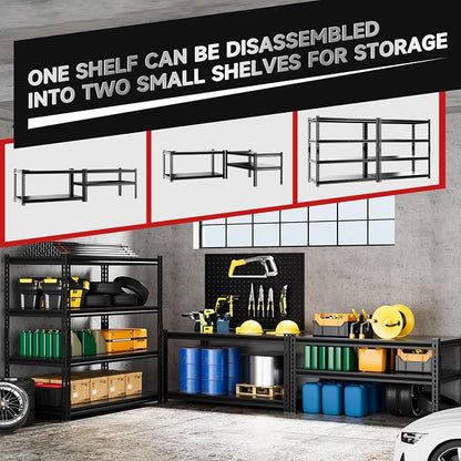 4-Tier 40" W X 20" D X 60" H Storage Shelves 2500LBS Garage Shelving Metal - Image 5