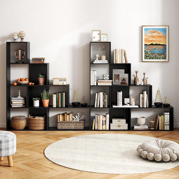Tangkula 4-Tier Stepped Bookshelf, Freestanding 6 Cubes Ladder Bookcase - Image 5