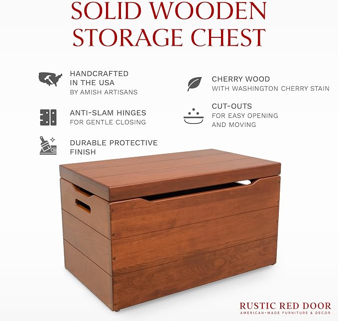 Amish Made Wooden Storage Chest Trunk Box - Image 2