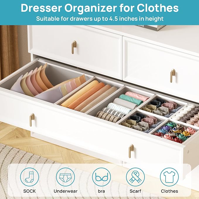 Vtopmart 12 Pack Baby Clothes Organizer, Dresser Drawer Organizer - Image 4