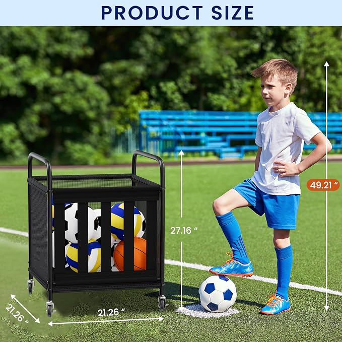 Ball Storage Cart, Sports Equipment Organizer - Image 2