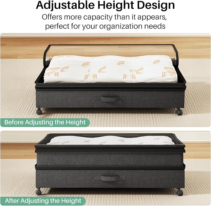Kitstorack 2Pack Height-adjustable Under Bed Storage - Image 3