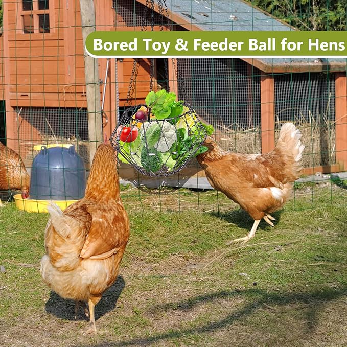 Hanging Chicken Feeder 6.5in, Foldable Poultry Treat Dispenser Ball | Chicken - Image 7
