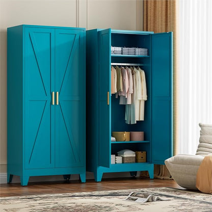 71" Tall Metal Wardrobe Closet - Image 5