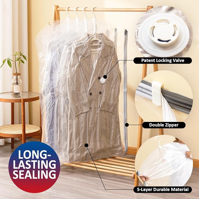 Hanging Vacuum Storage Bags, 6 Pack Hanging Storage Bags - Image 4