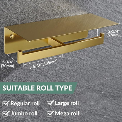 APLusee Brushed Gold Double Toilet Paper Holder - Image 4