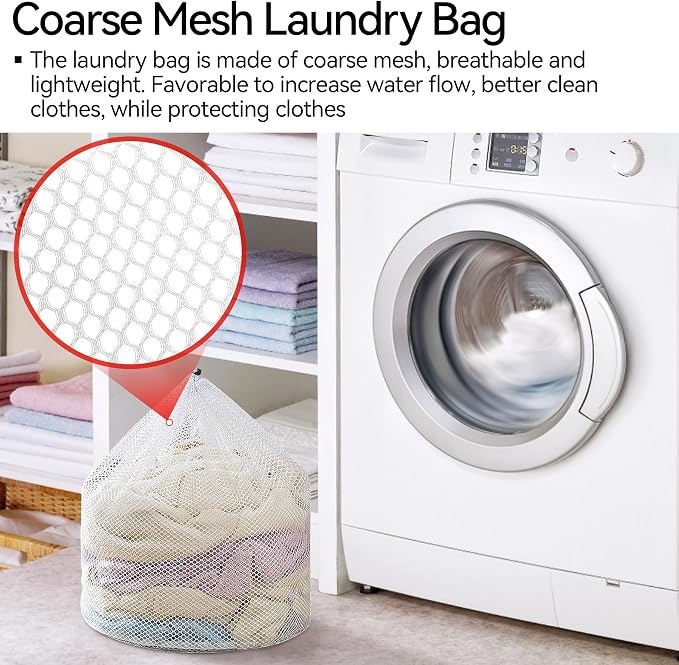 3Pcs Laundry Mesh Wash Bags, Drawstring Net Laundry Bag - Image 4