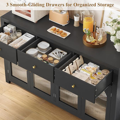 FINETONES Buffet Cabinet with Storage, 55.1" Large Sideboard Buffet Farmhouse - Image 8